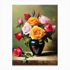 Roses In A Vase 4 Canvas Print