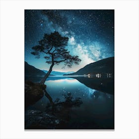 Lone Tree In The Night Sky Canvas Print