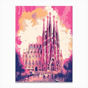 Barcelona In Risograph Style 1 Canvas Print