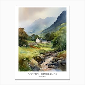 Scottish Highlands 1 Watercolour Travel Poster Canvas Print
