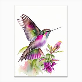 Black Chinned Hummingbird Cute Neon 1 Canvas Print