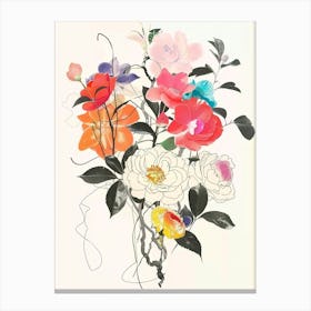 Camellia 2 Collage Flower Bouquet Canvas Print