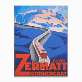 Zermatt Train Vintage Ski Poster Canvas Print