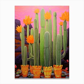 Mexican Style Cactus Illustration Ladyfinger Cactus 2 Canvas Print