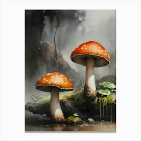Mushrooms Painting (1) 3 Canvas Print