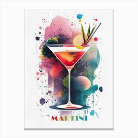 Martini Watercolor Painting Canvas Print