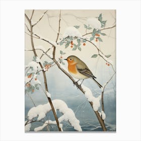 Winter Bird Painting Robin 1 Canvas Print