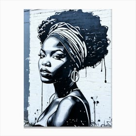 Graffiti Mural Of Beautiful Black Woman 36 Canvas Print