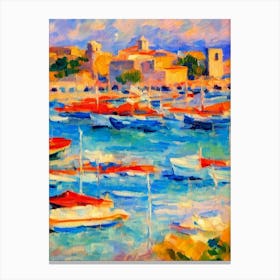 Port Of Rhodes Greece Brushwork Painting harbour Canvas Print