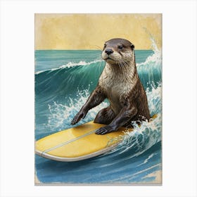 Otter Surfing Canvas Print