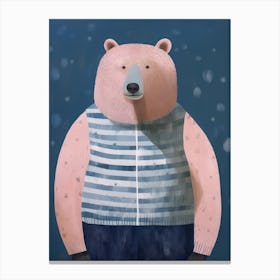 Playful Illustration Of Grizzly Bear For Kids Room 4 Canvas Print