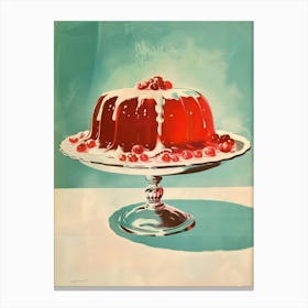 Red Jelly With Cherries Vintage Cookbook Style Illustration Canvas Print