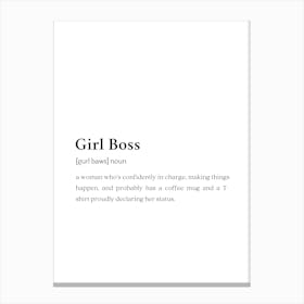 Girl Boss Funny Definition Wall Canvas Print