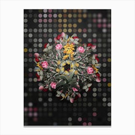 Vintage Sun Star Flower Wreath on Dot Bokeh Pattern n.0235 Canvas Print