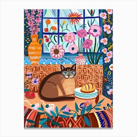 Tea Time With A Burmese Cat 4 Canvas Print