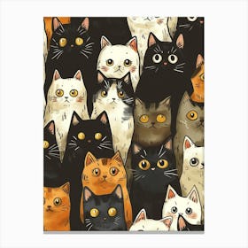 Perfectly Repeatable Artwork With Cute Cat Faces 71 Canvas Print