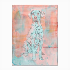 Pastel Coral Pointer Dog Illustration Canvas Print