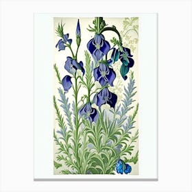 Larkspur Floral 3 Botanical Vintage Poster Flower Canvas Print