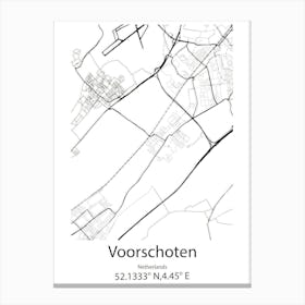 Voorschoten,Netherlands Minimalist Map Canvas Print