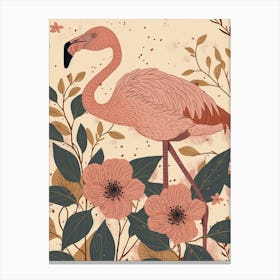 Chilean Flamingo Tiare Flower Minimalist Illustration 4 Canvas Print