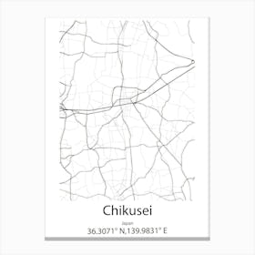 Chikusei,Japan Minimalist Map Canvas Print