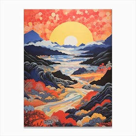 Aso Caldera In Kumamoto, Ukiyo E Drawing 3 Canvas Print