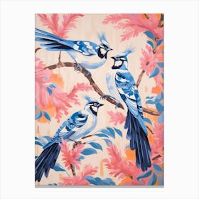 Vintage Japanese Inspired Bird Print Blue Jay 2 Canvas Print