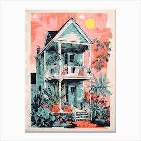 A House In New Orleans, Abstract Risograph Style 4 Canvas Print