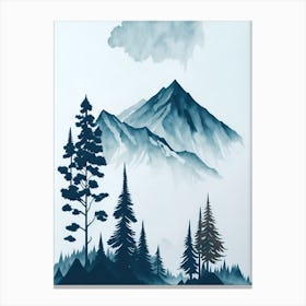 Mountain And Forest In Minimalist Watercolor Vertical Composition 292 Canvas Print