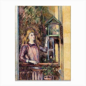 Girl With Birdcage, Paul Cézanne Canvas Print