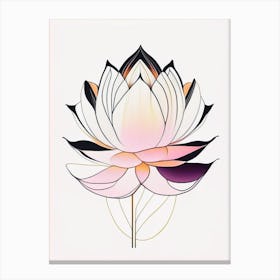 Sacred Lotus Abstract Line Drawing 4 Canvas Print