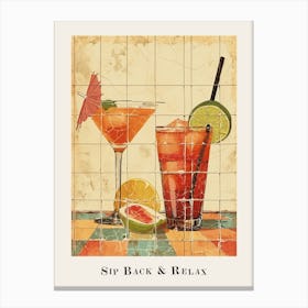 Sip Back & Relax Watercolour Poster Canvas Print