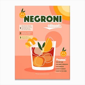 Retro Cocktail Negroni Recipe Peach Fuzz Canvas Print