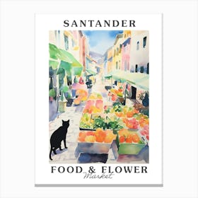 Food Market With Cats In Santander 3 Poster Canvas Print