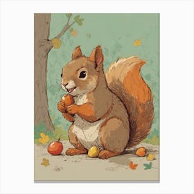 Squirrel Eats Apples Canvas Print