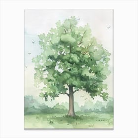 Sycamore Tree Atmospheric Watercolour Painting 4 Canvas Print