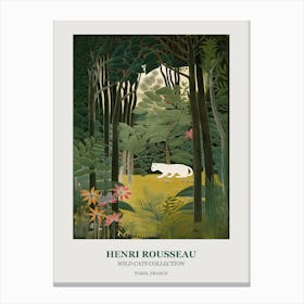 Henri Rousseau  Style Wild Cats Collection White Botanical 2 Canvas Print