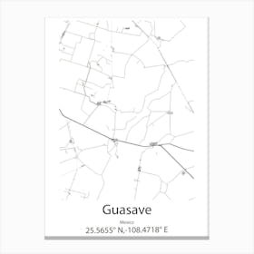 Guasave,Mexico Minimalist Map Canvas Print