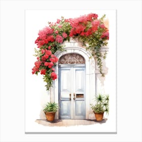 Cadiz, Spain   Mediterranean Doors Watercolour Painting 3 Canvas Print