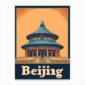 Aihrgdesign A Retro Travel Poster For Beijing Featuring The S Bb02567f 5e73 4c4b 90b0 020e466e6410 0 Canvas Print