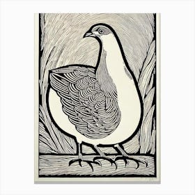 Partridge 2 Linocut Bird Canvas Print