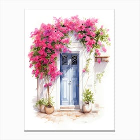 Limassol, Cyprus   Mediterranean Doors Watercolour Painting 1 Canvas Print