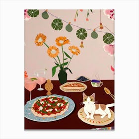 Cat And Pizza 1 Canvas Print