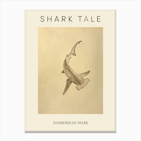 Hammerhead Shark Vintage Pencil Illustration Poster Canvas Print