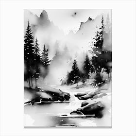 Black And White Ink Painting 3 Canvas Print