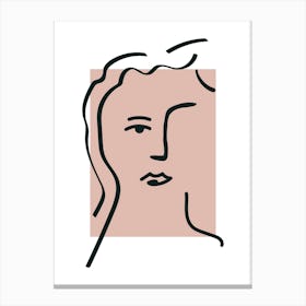 Line Art Pink Matisse Inspired Face Canvas Print