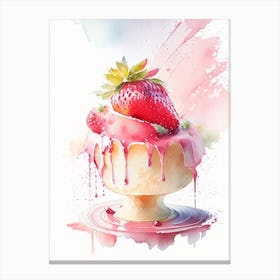 Strawberry Soufflé, Dessert, Food Storybook Watercolours 2 Canvas Print