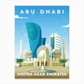 Abu Dhabi, UAE — Retro travel minimalist poster Canvas Print