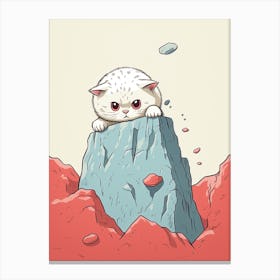 Kawaii Cat Drawings Rock Climbing 3 Canvas Print