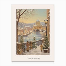 Vintage Winter Poster Budapest Hungary 4 Canvas Print